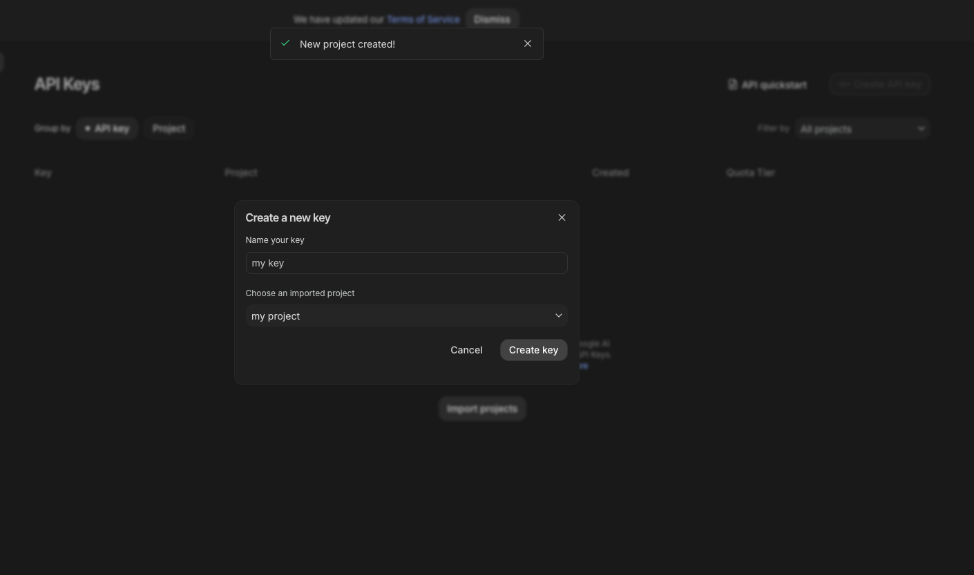 Copy API key